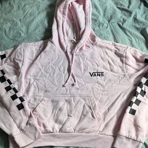 Vans Light Pink Hoodie with Black Checkered Sleeves